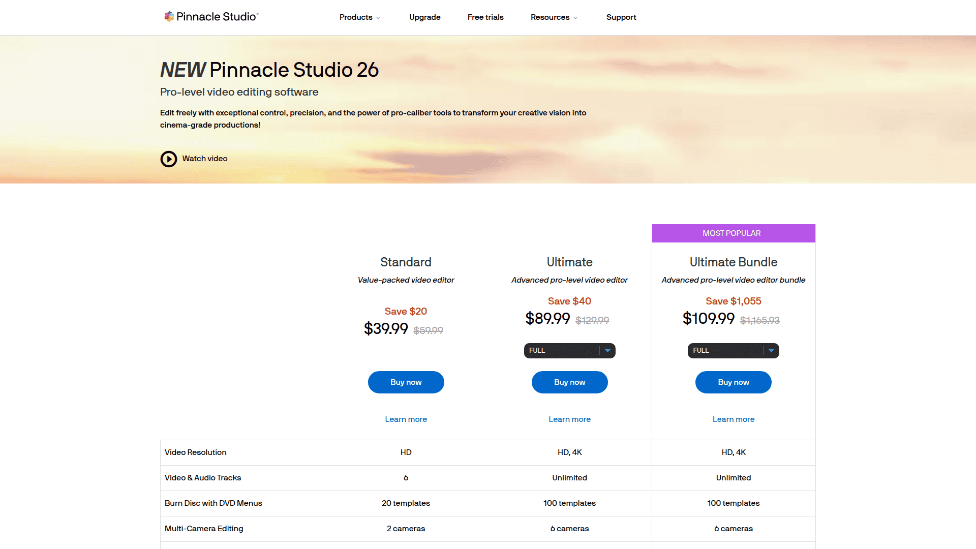 Przekrój z oprogramowania Pinnacle Studio 26 do edycji wideo, profesjonalne narzędzie.
