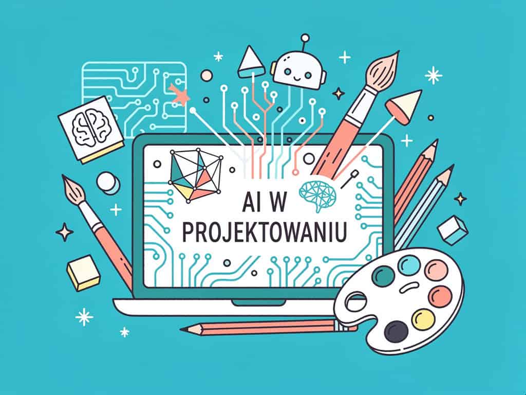 AI w projektowaniu, kreatywne narzędzia graficzne, ilustracja komputerowa, technologia AI.