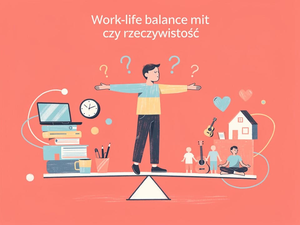 Praca i życie prywatne w równowadze, balans między obowiązkami a relaksem.