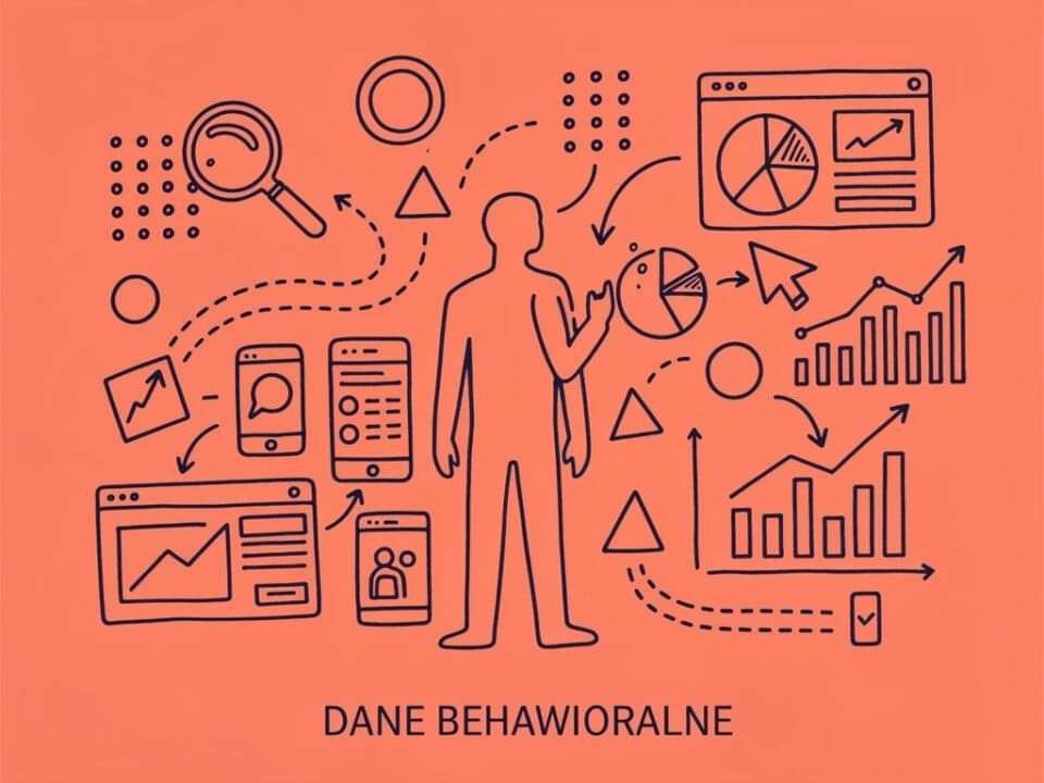 Analiza zachowań użytkowników i dane behawioralne na wykresach i urządzeniach cyfrowych.