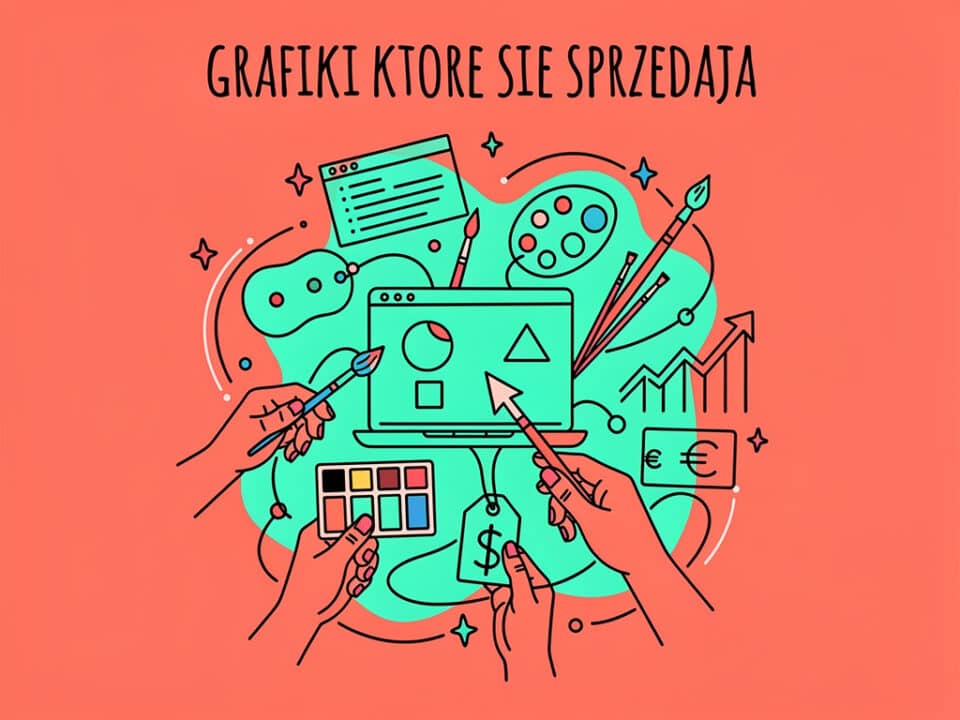 Grafiki przedstawiające sprzedaż grafik i narzędzia do tworzenia cyfrowej sztuki.