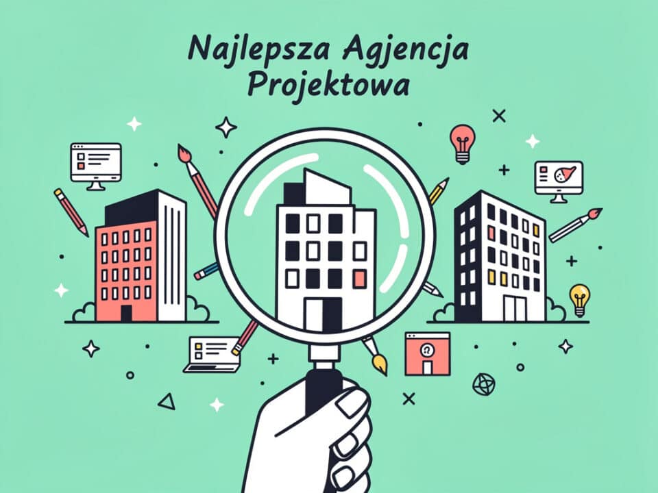 Nowoczesne biura i architektura w centrum miasta, ikony i grafika.