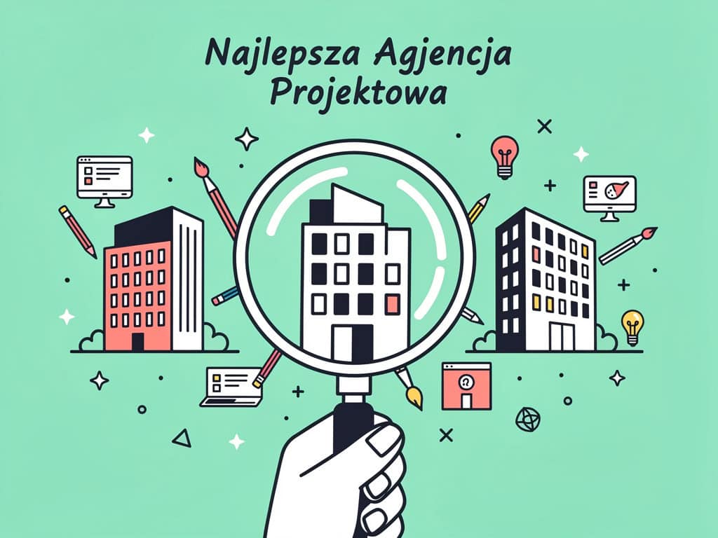 Nowoczesne biura i architektura w centrum miasta, ikony i grafika.
