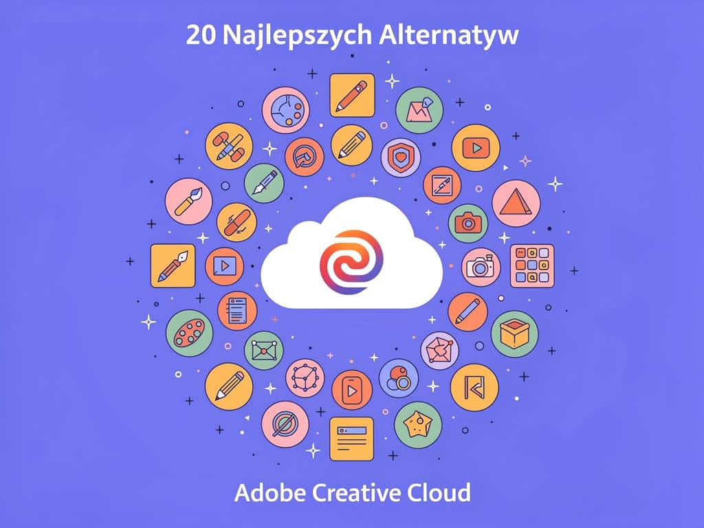 Adobe Creative Cloud logo surrounded by app icons, digital design, cloud computing, creative tools,.