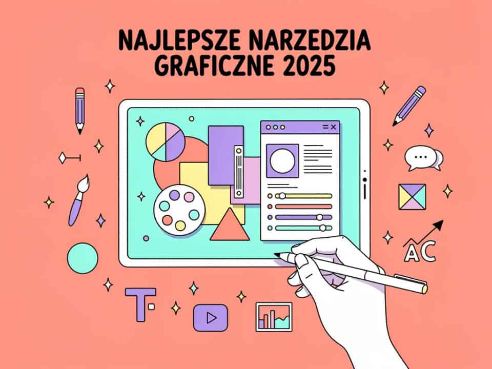 Najlepsze narzędzia graficzne 2025 na komputerze i tablecie, ilustracja kreatywnej pracy.