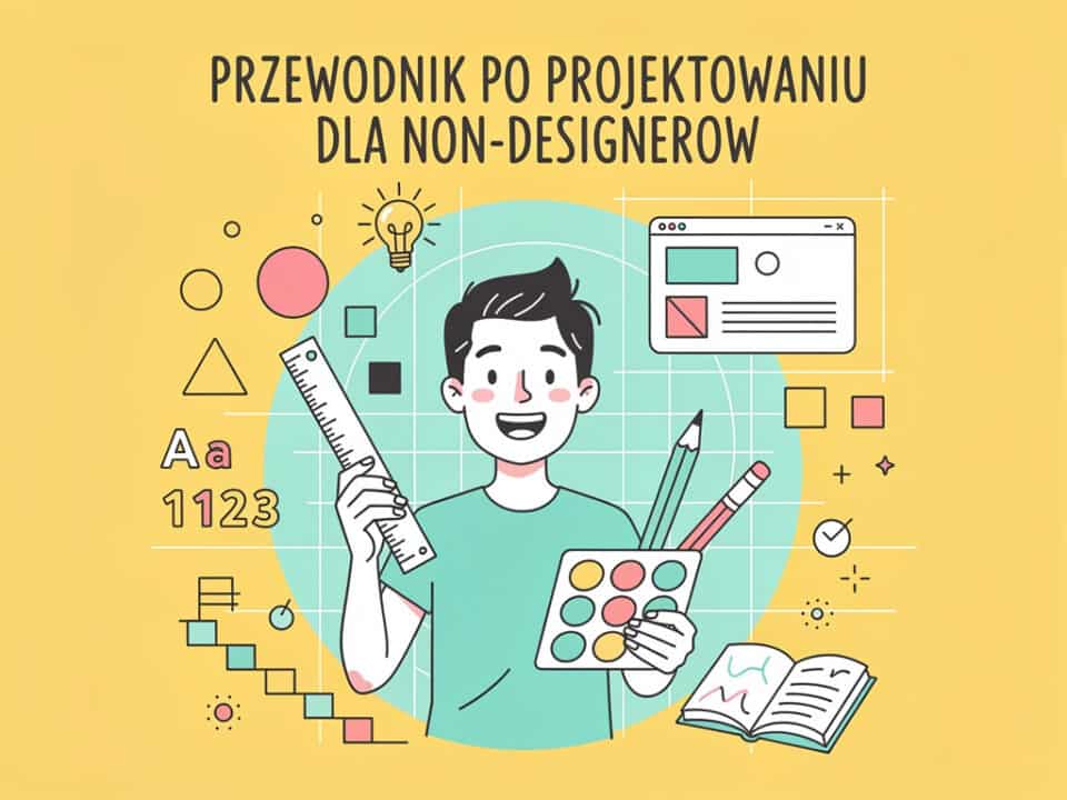 Ilustracja młodego projektanta bez doświadczenia z narzędziami do tworzenia projektów.
