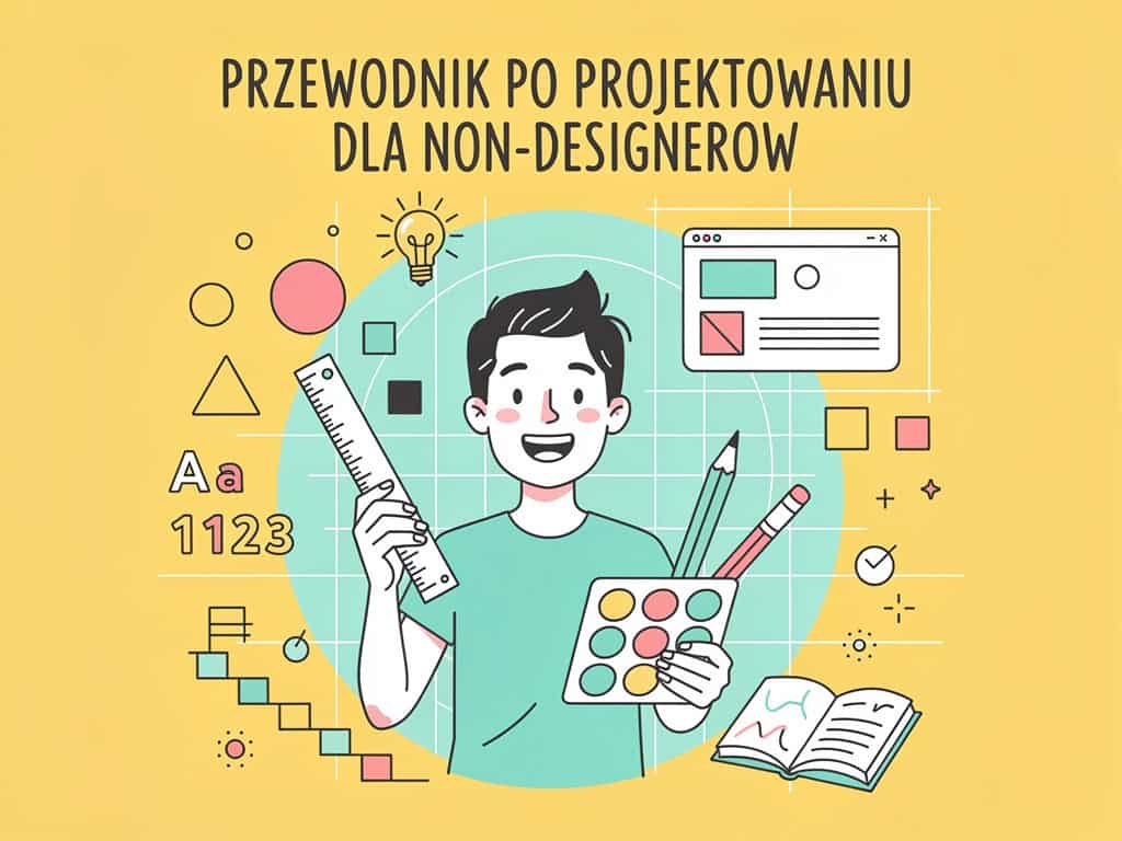 Ilustracja młodego projektanta bez doświadczenia z narzędziami do tworzenia projektów.
