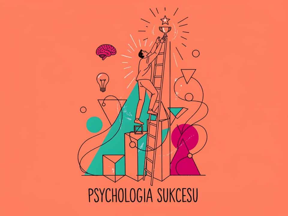 Ilustracja przedstawia osobę wspinającą się po drabinie do gwiazdy, symbolizującą sukces i rozwój.