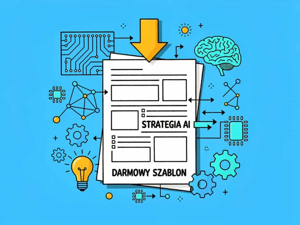 AI strategia i darmowy szablon na stronie internetowej, ilustracja koncepcji cyfrowej.