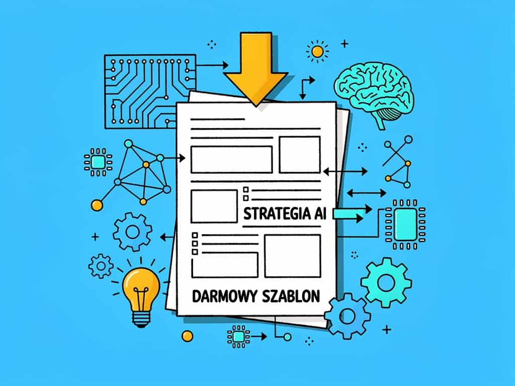 AI strategia i darmowy szablon na stronie internetowej, ilustracja koncepcji cyfrowej.