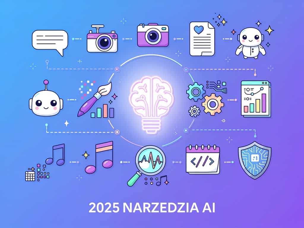 Sztuczna inteligencja i narzędzia AI w 2025 roku, innowacje technologiczne, analiza danych.